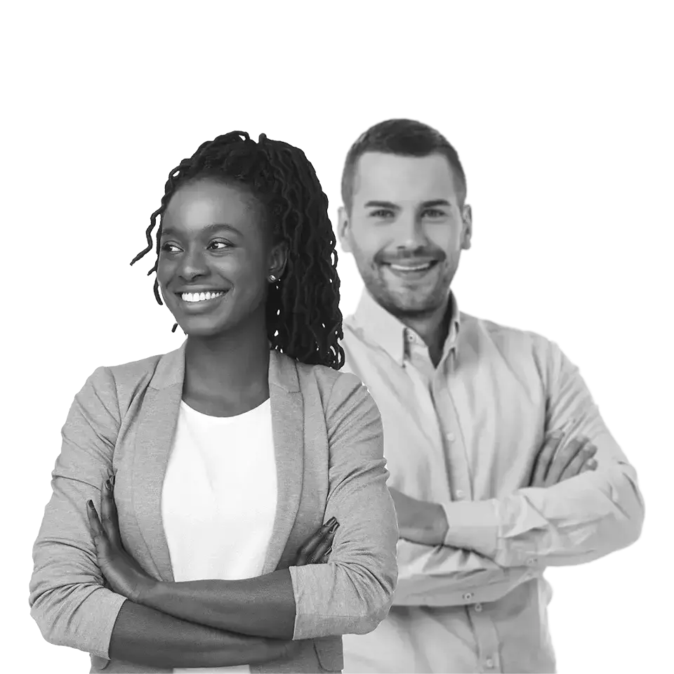 Smiling woman and man