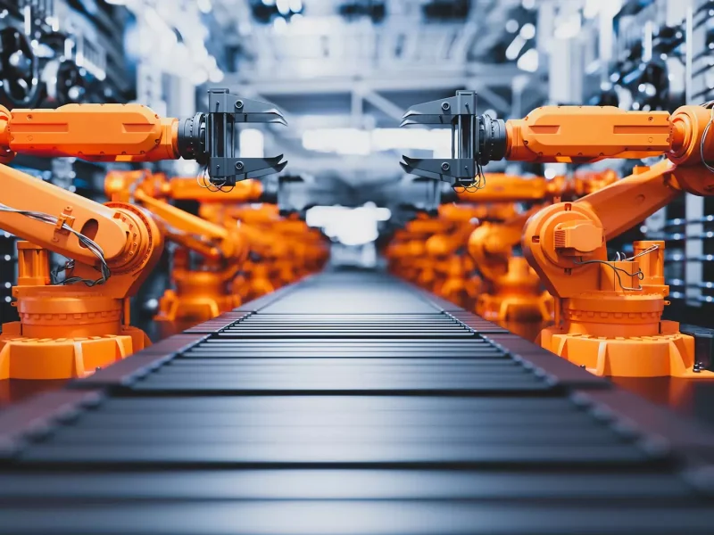Production line with robots