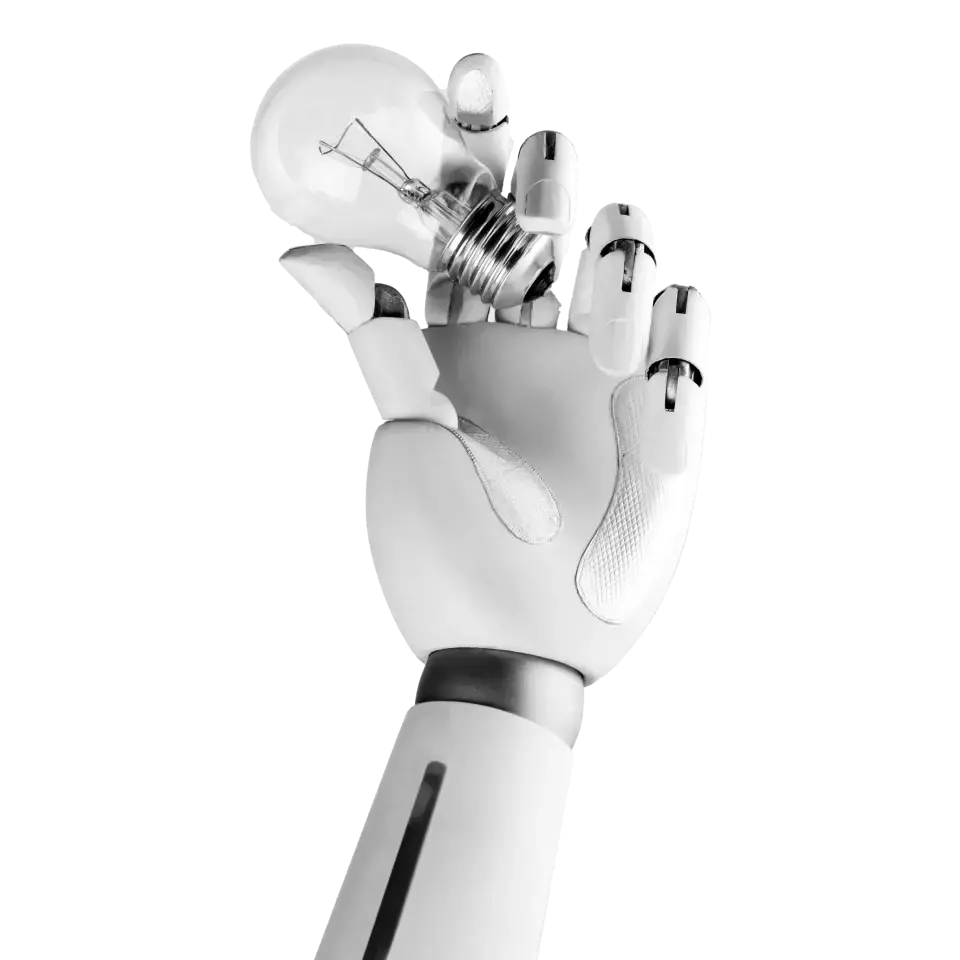 Robot hand holding a lamp